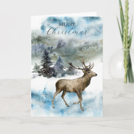 Regal Hjort i ett Snowy Woodland-julkort Kort