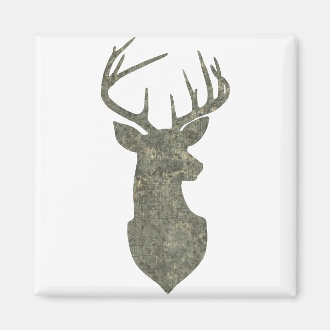Regal Hjort Silhouette Buck Trophy i Camouflage Magnet (Framsidan)