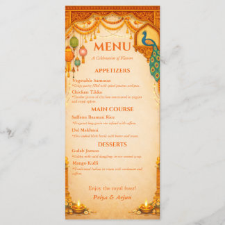 Regal Indian Wedding Menu Card | Gold & Saffron Meny