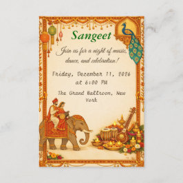 Regal Indian Wedding Sangeet Details Card Tilläggskort
