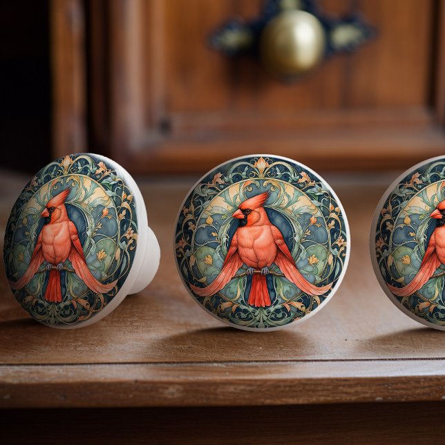 Regal kardinal keramisk knopp Drag (Skapare uppladdad)