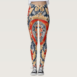 Regal Khokhloma: Ornate Blommigt Medallion Leggings
