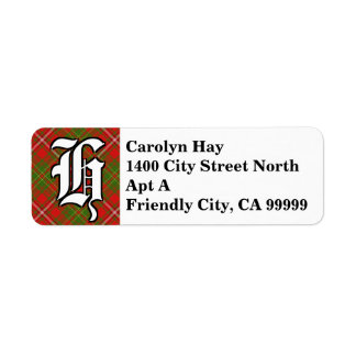 Regal Klan Hay Tartan Monogram Returadress Etikett