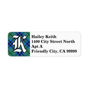 Regal Klan Keith Tartan Monogram Returadress Etikett