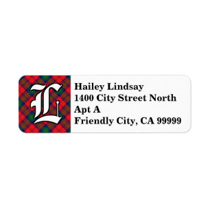 Regal Klan Lindsay Tartan Monogram Returadress Etikett