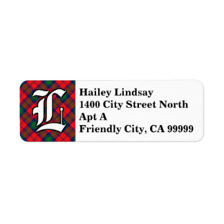 Regal Klan Lindsay Tartan Monogram Returadress Etikett