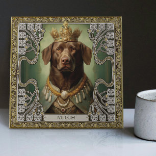 Regal Labrador Art Deco Personalizable Artwork Kakelplatta