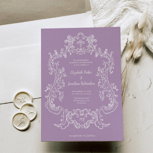 Regal Lavender Lila Baroque Ram Bröllop Inbjudningar