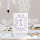Regal Lavender | Vintage Baroque Ram Bröllop Bordsnummer<br><div class="desc">Dessa kort för bordsnummer i elegant och luxe bröllop har en vintage konst ram med ornat baroque stil. Utformningen är lavender/lätt lila på en vit bakgrund. Modern manusgrafi och klassisk text, tillsammans med initialer eller monogram, gör detta till ett klassligt men aktuellt val av contemporary för bröllop. Se till att...</div>