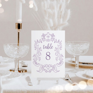 Regal Lavender   Vintage Baroque Ram Bröllop Bordsnummer
