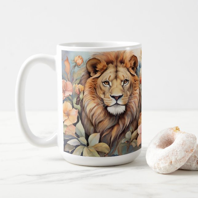 Regal Lejon Amidst Blooms Exotic Wildlife Kaffemugg (Med munk)