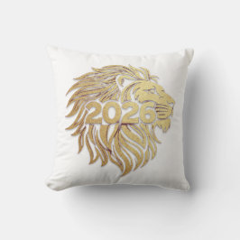 Regal Lion Head Emblem with 2026 and Gold Foil Kudde