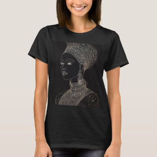 "Regal Majesty: Abstrakt Line Teckning Black Queen T Shirt