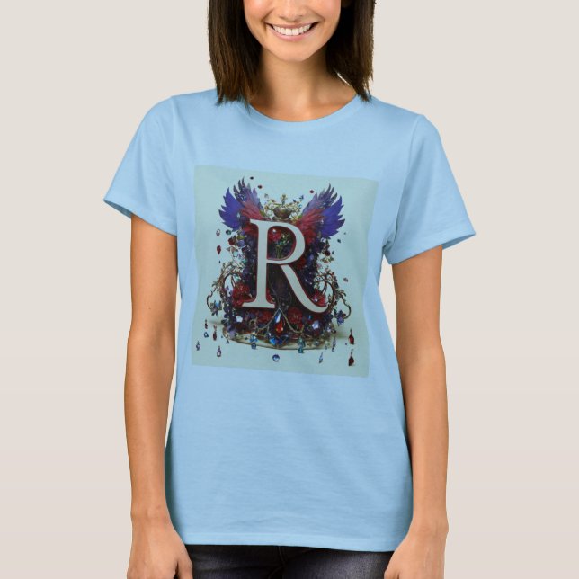 "Regal Majesty Crystal-Adorned Medieval Queen Kråk T Shirt (Framsida)