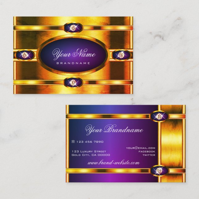 Regal Marcular Golden Shimmer Lila Färg-övertoning Visitkort (Fram/baksida)