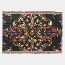 Regal Noir Pattern | Gold Scrollwork & Crimson Filt
