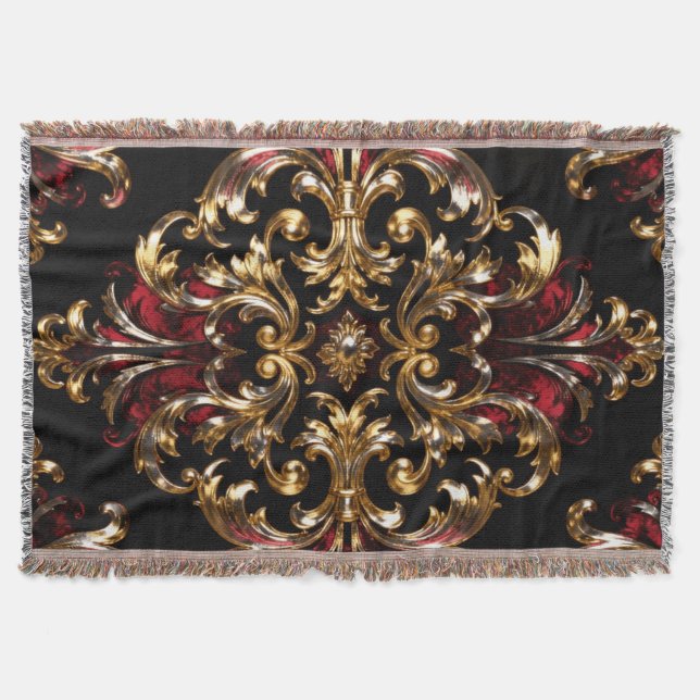 Regal Noir Pattern | Gold Scrollwork & Crimson Filt (Framsidan)