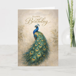 Regal Peacock Birthday Elegance Kort