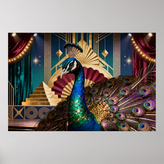 Regal Peacock in Golden Grandeur: A Majestic  Poster (Framsidan)