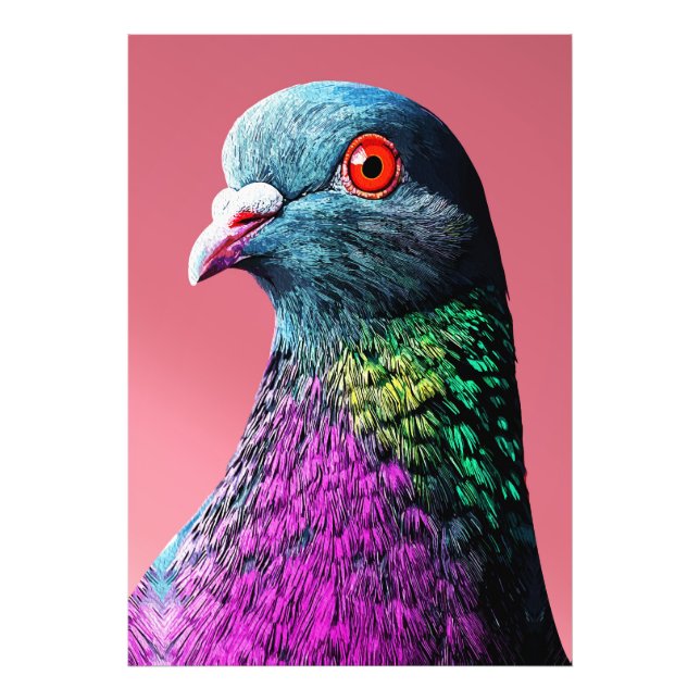 Regal Pigeon Majesty Vivid Realistic Bird Porträtt Fototryck (Framsidan)