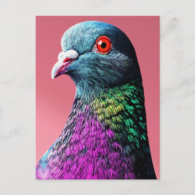 Regal Pigeon Majesty Vivid Realistic Bird Porträtt Vykort (Framsida)