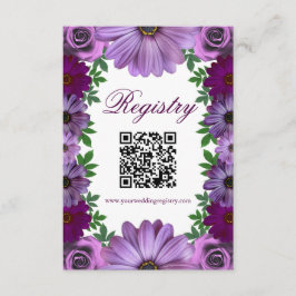 Regal Purple Floral Wedding Registry Tilläggskort