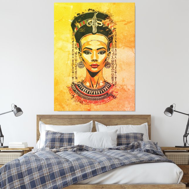 Regal Queen of Egypten - Modern Neo-Pharaoh Art Canvastryck (Insitu (sovrum))