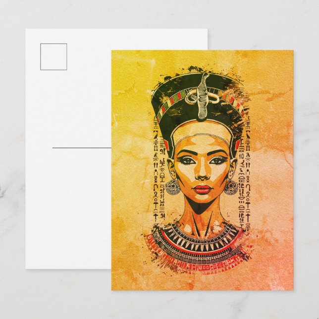 Regal Queen of Egypten - Modern Neo-Pharaoh Art Vykort (Fram/baksida)