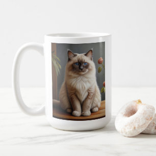 Regal Ragdoll Cat Porträtt Fluffy Blue Eyed Kaffemugg