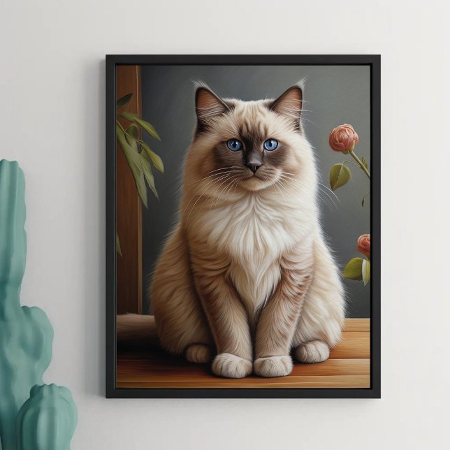 Regal Ragdoll Cat Porträtt Fluffy Blue Eyed Poster (Skapare uppladdad)