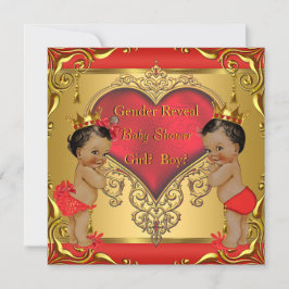 Regal Red Guld Gender Reveal Baby Shower Ethnic Inbjudningar