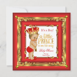 Regal Red Guld Prince Baby Shower Blonde Boy Inbjudningar