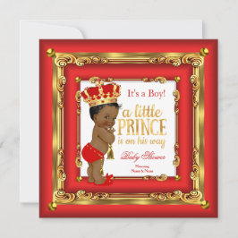Regal Red Guld Prince Baby Shower Ethnic Boy Inbjudningar