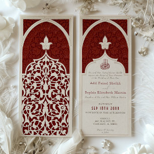 Regal Red Islamic Snöre bröllopsinbjudan Inbjudningar