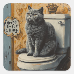 Regal Restroom: Knubbig British Kort-hair Sticker Fyrkantigt Klistermärke