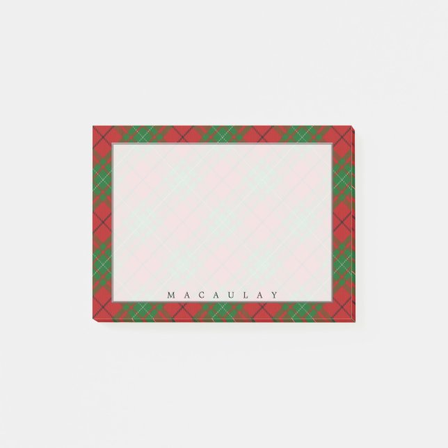 Regal Scottish Klan MacAulay Tartan Post-it Block (Framsida)