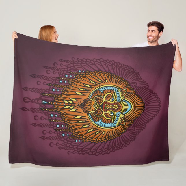 Regal Spirit Lejon | Ornate Tribal Mandala Roar Fleecefilt (På plats)