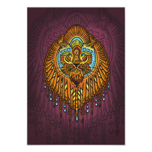Regal Spirit Lejon Ornate Tribal Mandala Roar Fototryck