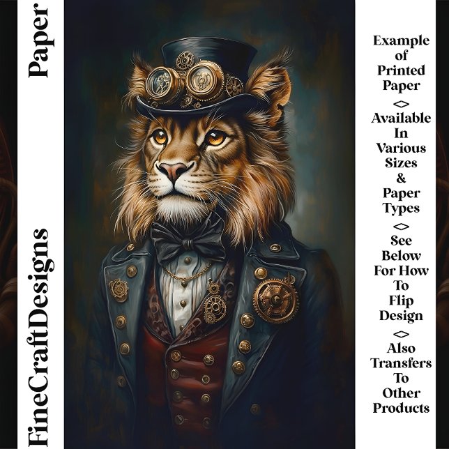 Regal Steampunk Lejon Porträtt CH9-skrapbok Papper (Skapare uppladdad)