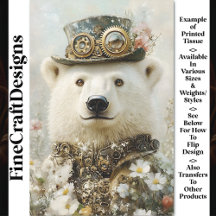 Regal Steampunk Polar Bear, Blommigt CB1 Decoupage