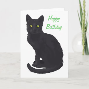Regal svart kattfödelsedag kort