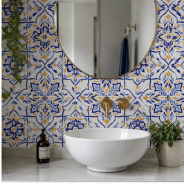 Regal Symphony Blue and Gold Luxury Mediterranean Kakelplatta