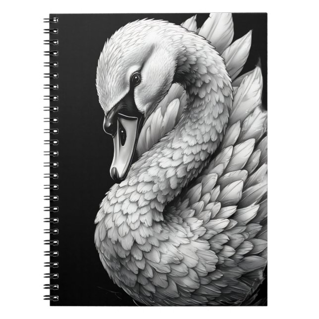 "Regal the White Swan" Spiral Notebook Anteckningsbok (Framsidan)