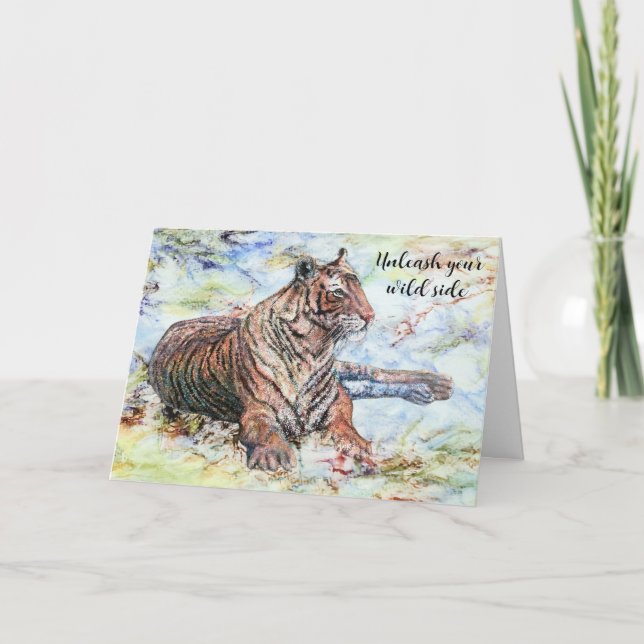 Regal Tiger Colorful Swirls Pension Kort (Framsida)