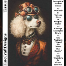 Regal White Steampunk Pudel Hund AX6 Decoupage