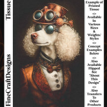 Regal White Steampunk Pudel Hund CT8 Decoupage