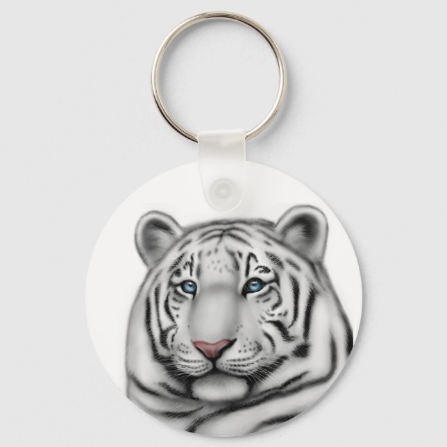 Regal White Tiger Keychain Nyckelring (Framsida)