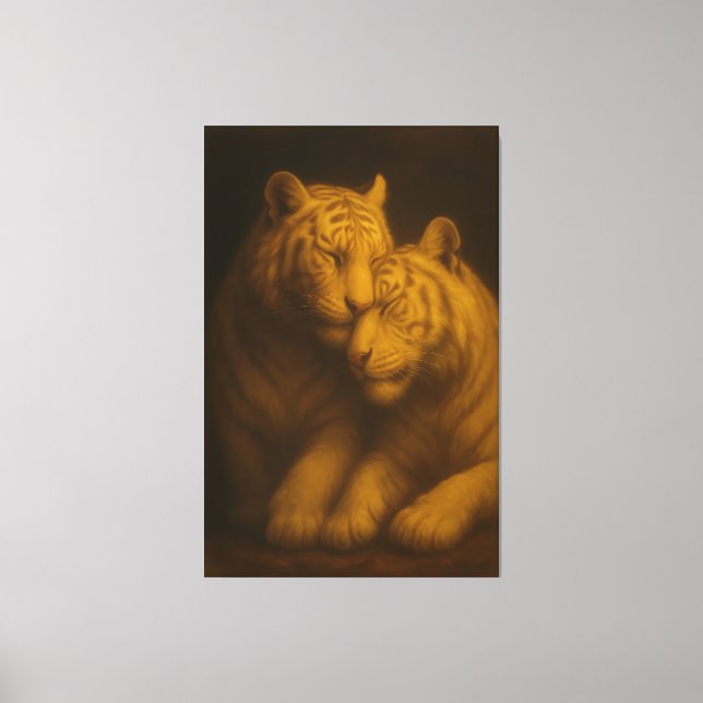 Regal White Tigers – Classic Fine Art Golden Portr Canvastryck (Framsida)