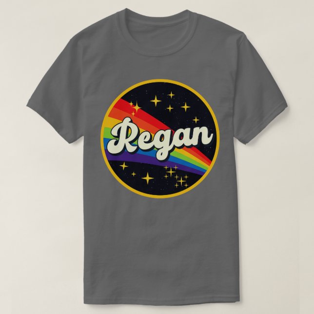 Regan Rainbow in Space Vintage Stil T Shirt (Design framsida)