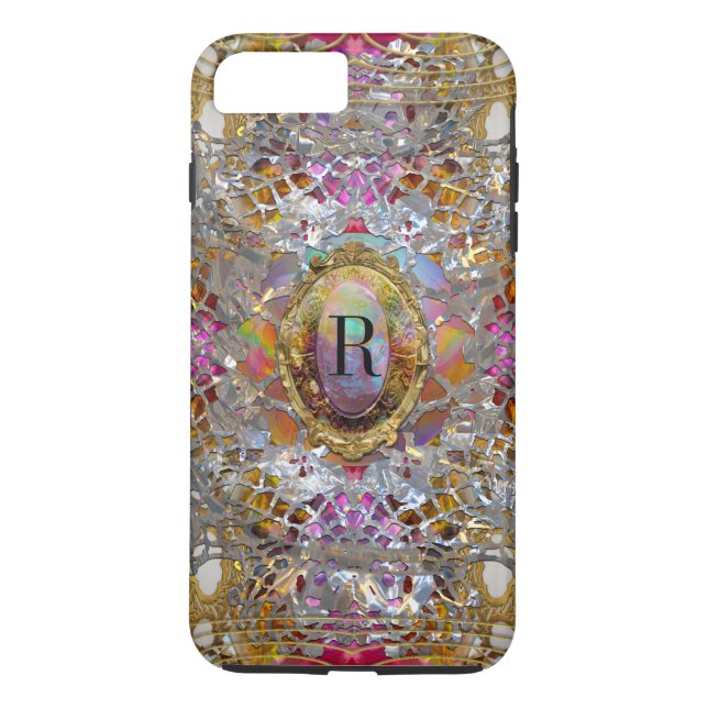Regardez dans kaléidoscope Elegant Girly Monogram Case-Mate iPhone Skal (Baksida)